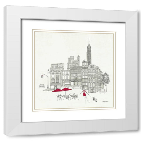 World Cafe III - NYC Red White Modern Wood Framed Art Print with Double Matting by Tillmon, Avery