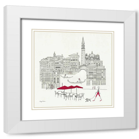 World Cafel IV - Venice Red White Modern Wood Framed Art Print with Double Matting by Tillmon, Avery