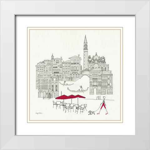 World Cafel IV - Venice Red White Modern Wood Framed Art Print with Double Matting by Tillmon, Avery