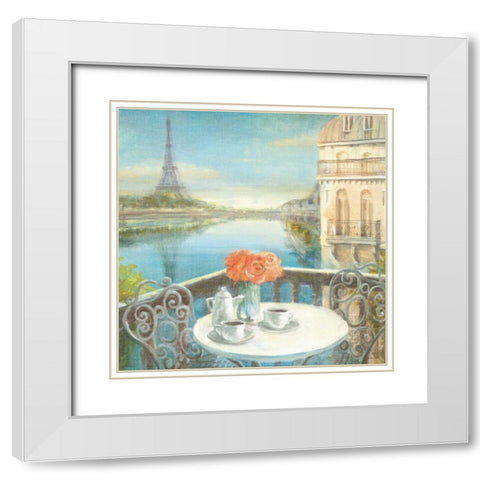 Morning on the Seine Crop White Modern Wood Framed Art Print with Double Matting by Nai, Danhui