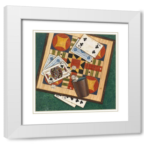 Parcheesi White Modern Wood Framed Art Print with Double Matting by Brown, David Carter