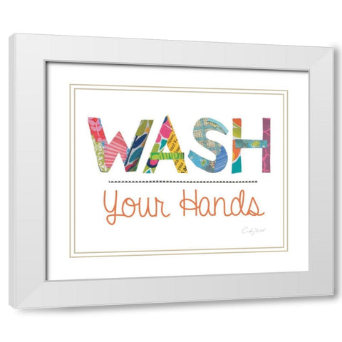 Wash Your Hands White Modern Wood Framed Art Print with Double Matting by Prahl, Courtney