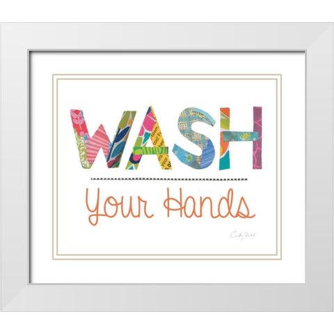 Wash Your Hands White Modern Wood Framed Art Print with Double Matting by Prahl, Courtney