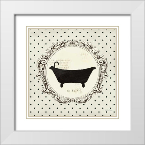 Cartouche Bath White Modern Wood Framed Art Print with Double Matting by Adams, Emily