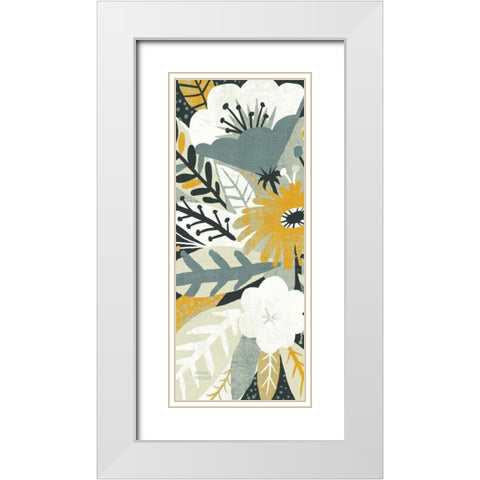 Vintage Bouquet Yellow Panel I White Modern Wood Framed Art Print with Double Matting by Mullan, Michael