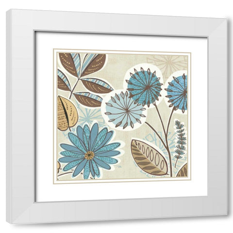 Funky Flowers V White Modern Wood Framed Art Print with Double Matting by Pela Studio