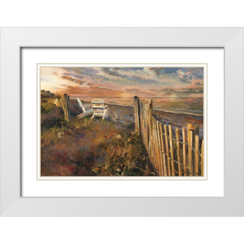 The Beach at Sunset White Modern Wood Framed Art Print with Double Matting by Hageman, Marilyn