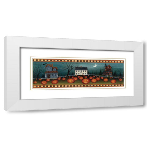 Halloween Eve Crescent Moon White Modern Wood Framed Art Print with Double Matting by Brown, David Carter