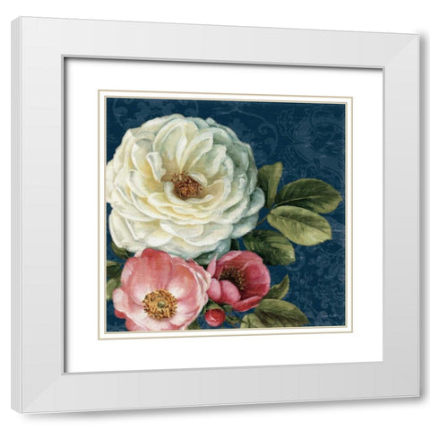 Floral Damask II on Indigo White Modern Wood Framed Art Print with Double Matting by Audit, Lisa