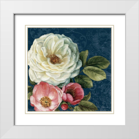 Floral Damask II on Indigo White Modern Wood Framed Art Print with Double Matting by Audit, Lisa