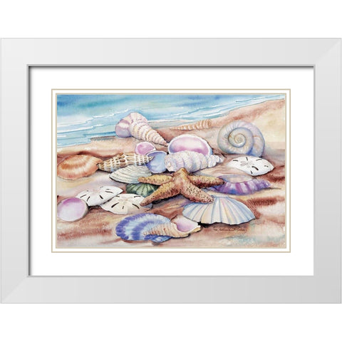 Seashells I White Modern Wood Framed Art Print with Double Matting by McKenna, Kathleen Parr