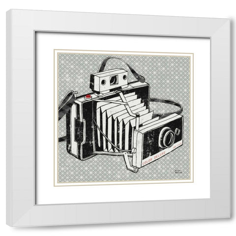 Vintage Analog Camera White Modern Wood Framed Art Print with Double Matting by Mullan, Michael