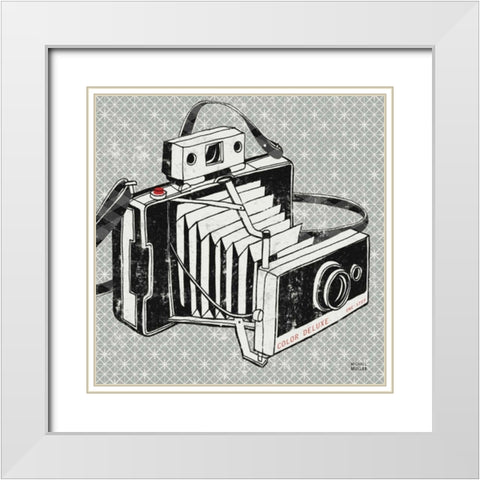 Vintage Analog Camera White Modern Wood Framed Art Print with Double Matting by Mullan, Michael
