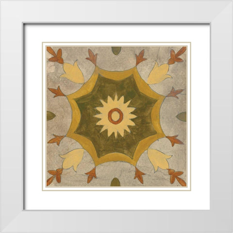 Andalucia Tiles G Color White Modern Wood Framed Art Print with Double Matting by Vassileva, Silvia