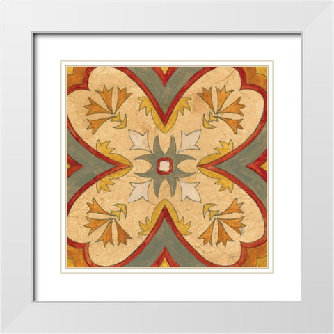 Andalucia Tiles H Color White Modern Wood Framed Art Print with Double Matting by Vassileva, Silvia