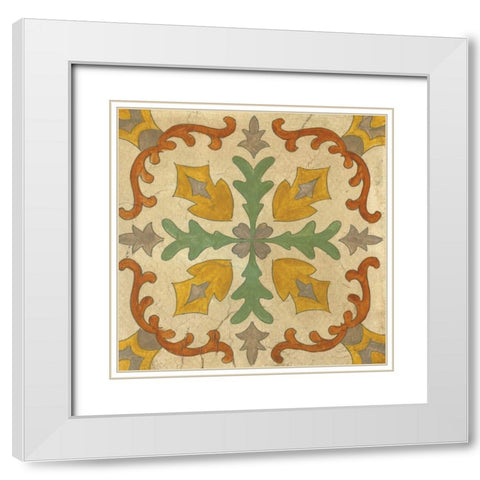 Andalucia Tiles I Color White Modern Wood Framed Art Print with Double Matting by Vassileva, Silvia