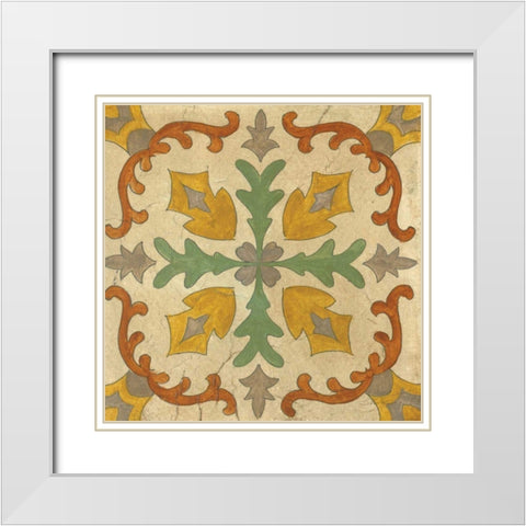 Andalucia Tiles I Color White Modern Wood Framed Art Print with Double Matting by Vassileva, Silvia