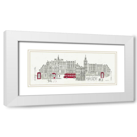 World Cafe Panel  I - London Red White Modern Wood Framed Art Print with Double Matting by Tillmon, Avery