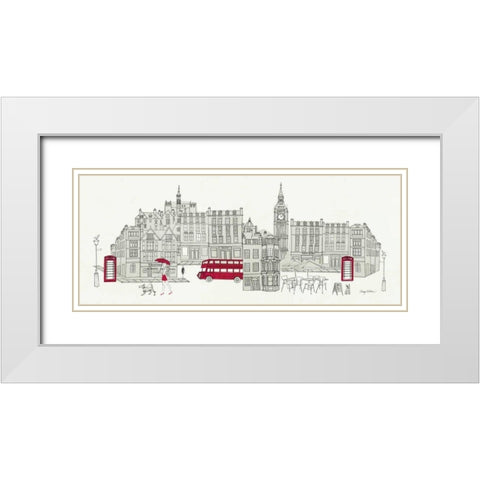 World Cafe Panel  I - London Red White Modern Wood Framed Art Print with Double Matting by Tillmon, Avery