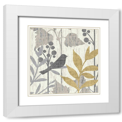 Garden Leaves Square V White Modern Wood Framed Art Print with Double Matting by Wild Apple Portfolio