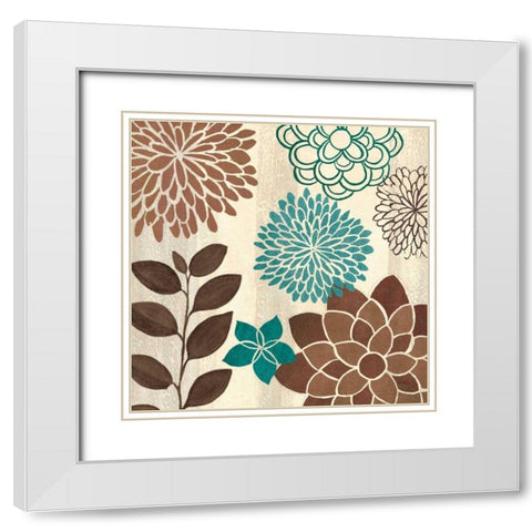 Abstract Garden Blue I White Modern Wood Framed Art Print with Double Matting by Charron, Veronique