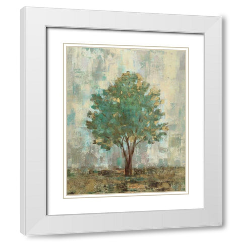 Verdi Trees II White Modern Wood Framed Art Print with Double Matting by Vassileva, Silvia