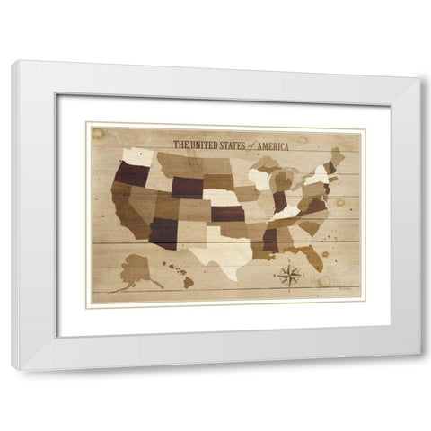 USA Modern Vintage Wood White Modern Wood Framed Art Print with Double Matting by Mullan, Michael