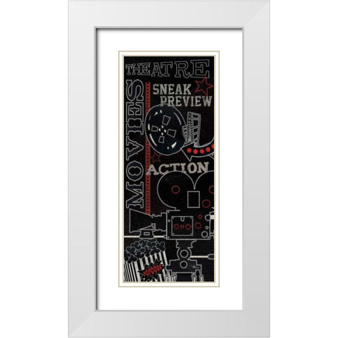 Movie Montage II White Modern Wood Framed Art Print with Double Matting by Pela Studio