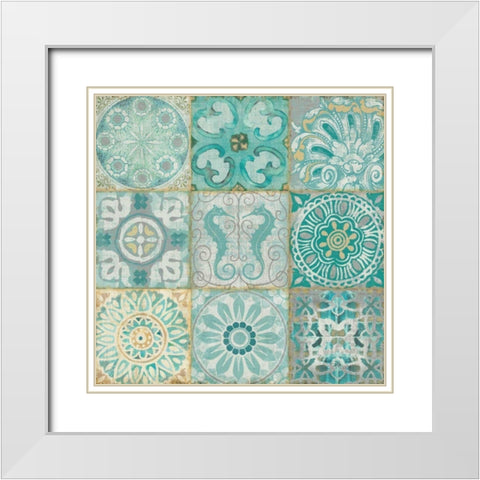Ocean Tales I White Modern Wood Framed Art Print with Double Matting by Pela Studio