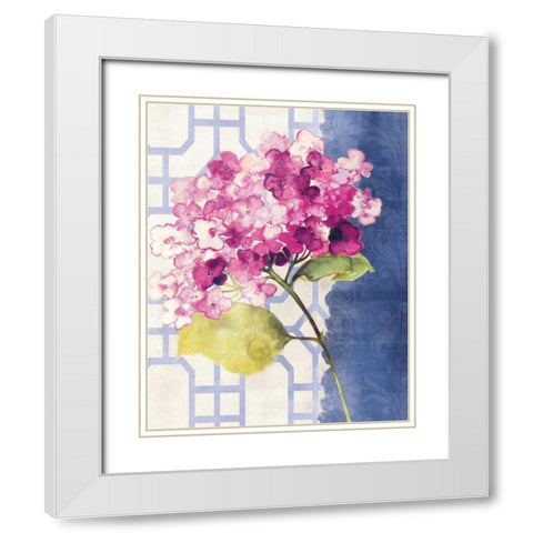 Antique Floral on White I White Modern Wood Framed Art Print with Double Matting by Wild Apple Portfolio