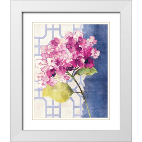 Antique Floral on White I White Modern Wood Framed Art Print with Double Matting by Wild Apple Portfolio