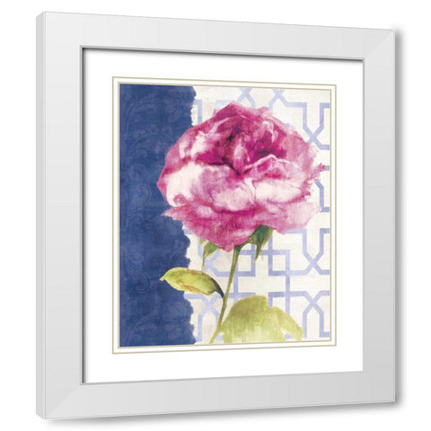 Antique Floral on White II White Modern Wood Framed Art Print with Double Matting by Wild Apple Portfolio