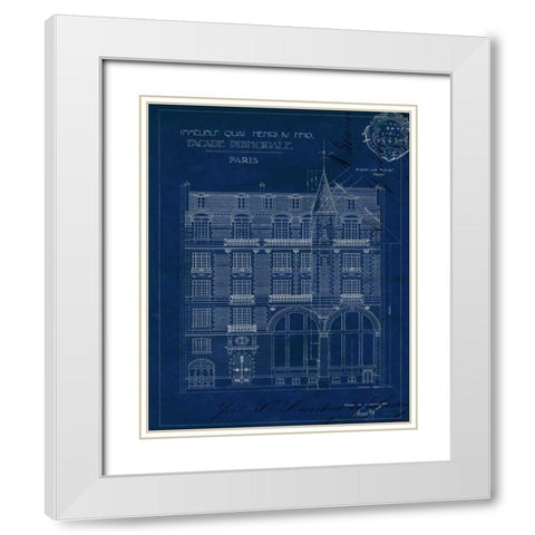 Quai Henri Blueprint I White Modern Wood Framed Art Print with Double Matting by Wild Apple Portfolio