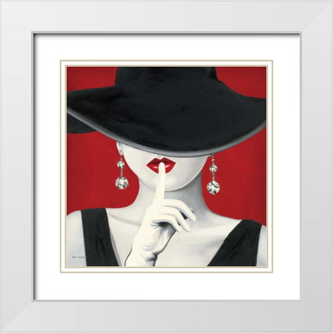 Haute Chapeau Rouge I White Modern Wood Framed Art Print with Double Matting by Fabiano, Marco