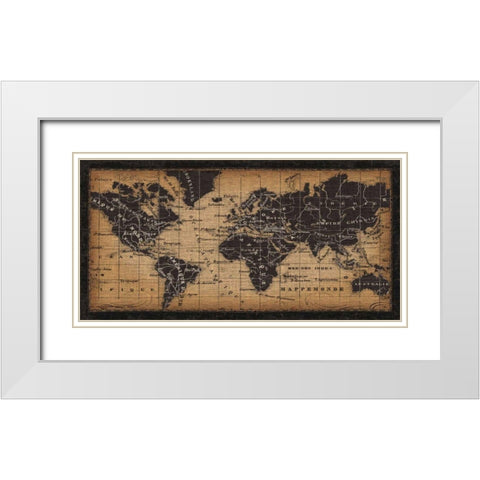 Old World Map White Modern Wood Framed Art Print with Double Matting by Pela Studio