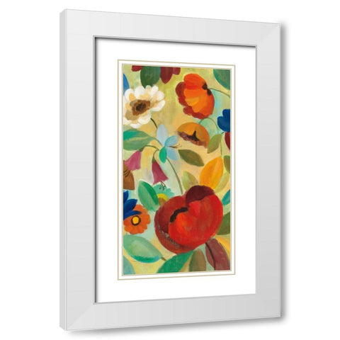 Summer Floral Panel II White Modern Wood Framed Art Print with Double Matting by Vassileva, Silvia