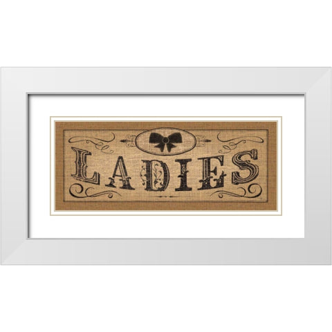 Le Restroom Burlap I White Modern Wood Framed Art Print with Double Matting by Pela Studio