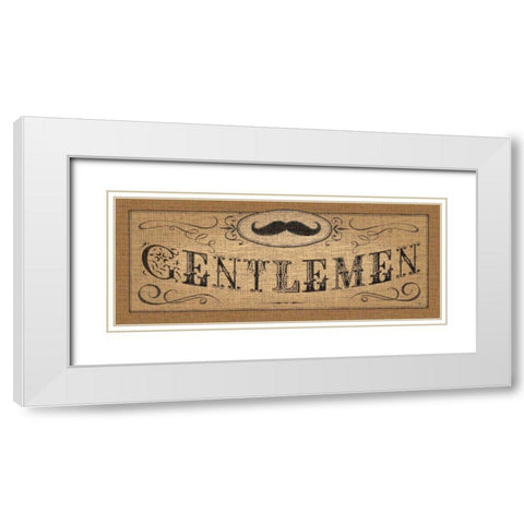 Le Restroom Burlap II White Modern Wood Framed Art Print with Double Matting by Pela Studio