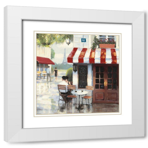 Relaxing at the Cafe II White Modern Wood Framed Art Print with Double Matting by Wiens, James