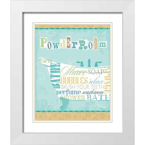Bathroom Words Tub I White Modern Wood Framed Art Print with Double Matting by Pela Studio