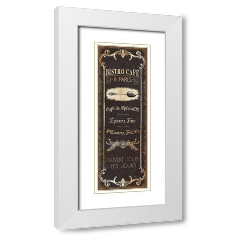 Parisian Signs Panel - II White Modern Wood Framed Art Print with Double Matting by Pela Studio