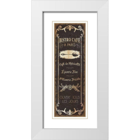 Parisian Signs Panel - II White Modern Wood Framed Art Print with Double Matting by Pela Studio