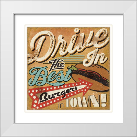 Diners and Drive Ins I White Modern Wood Framed Art Print with Double Matting by Pela Studio