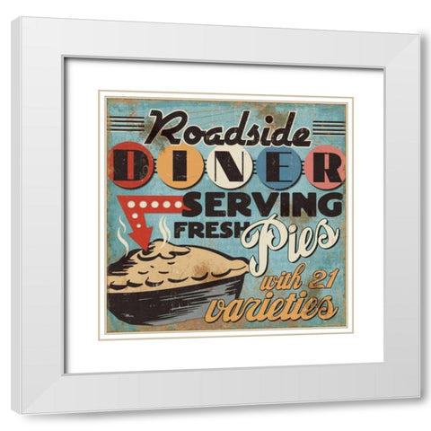 Diners and Drive Ins II White Modern Wood Framed Art Print with Double Matting by Pela Studio