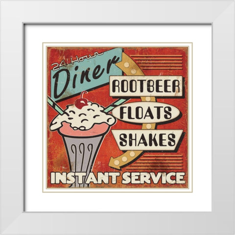 Diners and Drive Ins III White Modern Wood Framed Art Print with Double Matting by Pela Studio