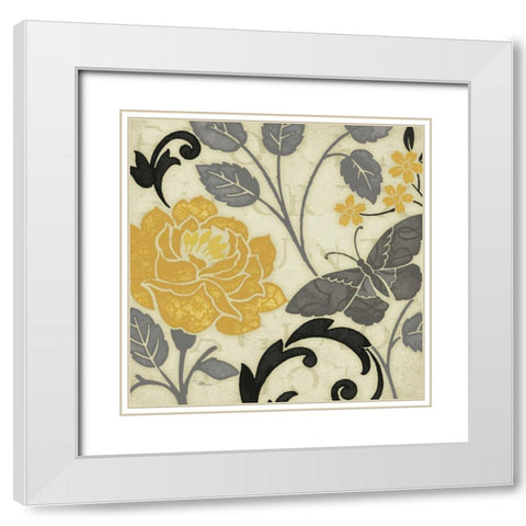 Perfect Petals I Yellow White Modern Wood Framed Art Print with Double Matting by Pela Studio