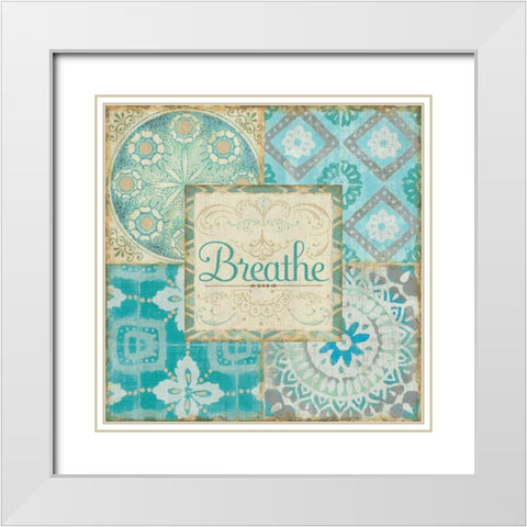 Ocean Tales Tile V White Modern Wood Framed Art Print with Double Matting by Pela Studio