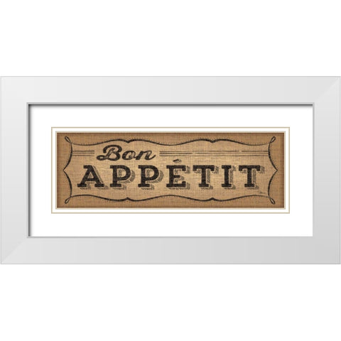La Cuisine Burlap I White Modern Wood Framed Art Print with Double Matting by Pela Studio