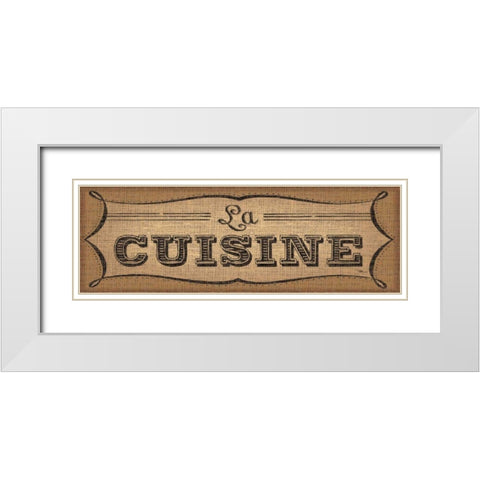 La Cuisine Burlap II White Modern Wood Framed Art Print with Double Matting by Pela Studio