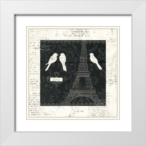 Love Paris I with Border White Modern Wood Framed Art Print with Double Matting by Adams, Emily